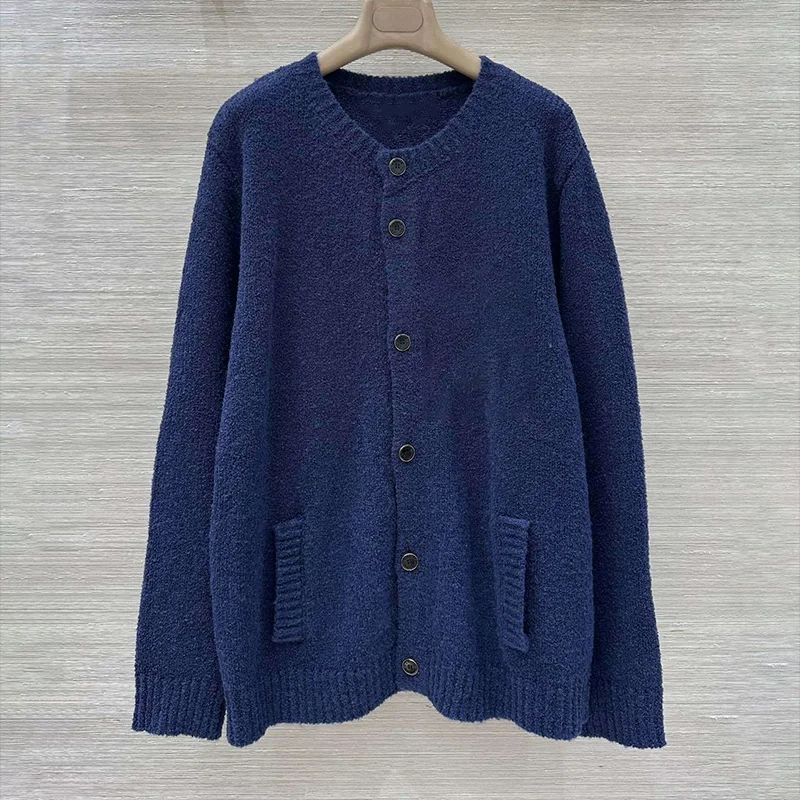 

Высококачественный кашемировый женский кардиган на одной пуговице, вязаный свитер с логотипом, удобный простой 25121387