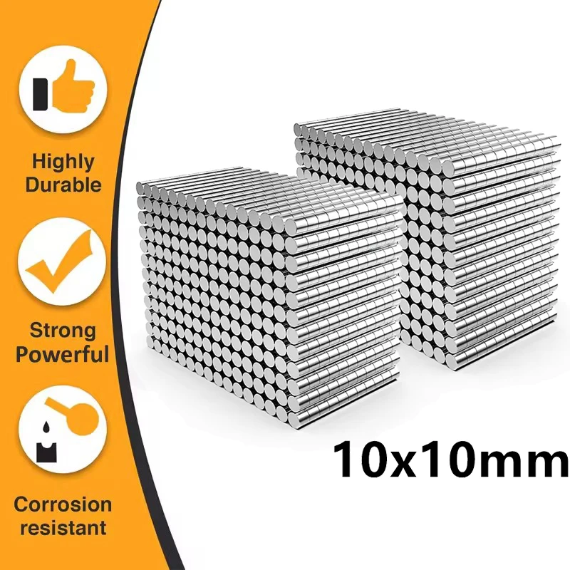 10 x 10 mm runde, leistungsstarke magnetische, starke Scheiben-Kühlschrankmagnete für DIY-Gebäude, wissenschaftliches Handwerk, Bildung, Whiteboard, Heimaufbewahrung
