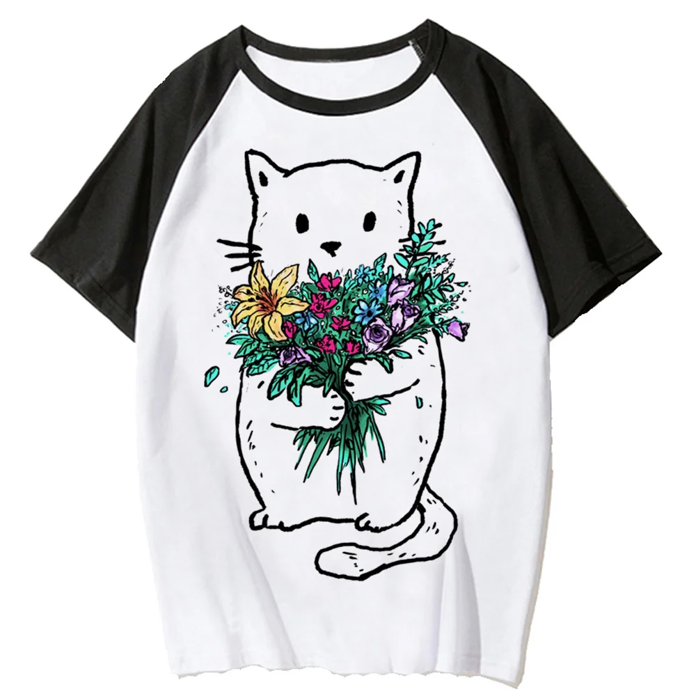 

Funny Cat Print t-shirts women summer manga streetwear Tee female 2000s harajuku funny clothes