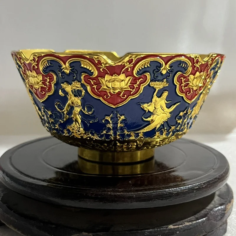 Made in Years of Qian Long Emperor of Qing Dynasty Cloisonne Eight Immortals Gilding Painted Bowl Antique Home Decoration Antiqu