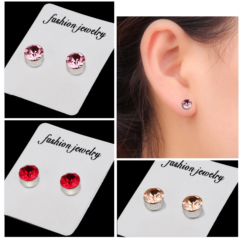 1 Pair Crystal Strong Magnetic Ear Stud For Women Zircon Clip Earrings Men Punk No Hole Magnet Earrings Non Piercing Jewelry view 5