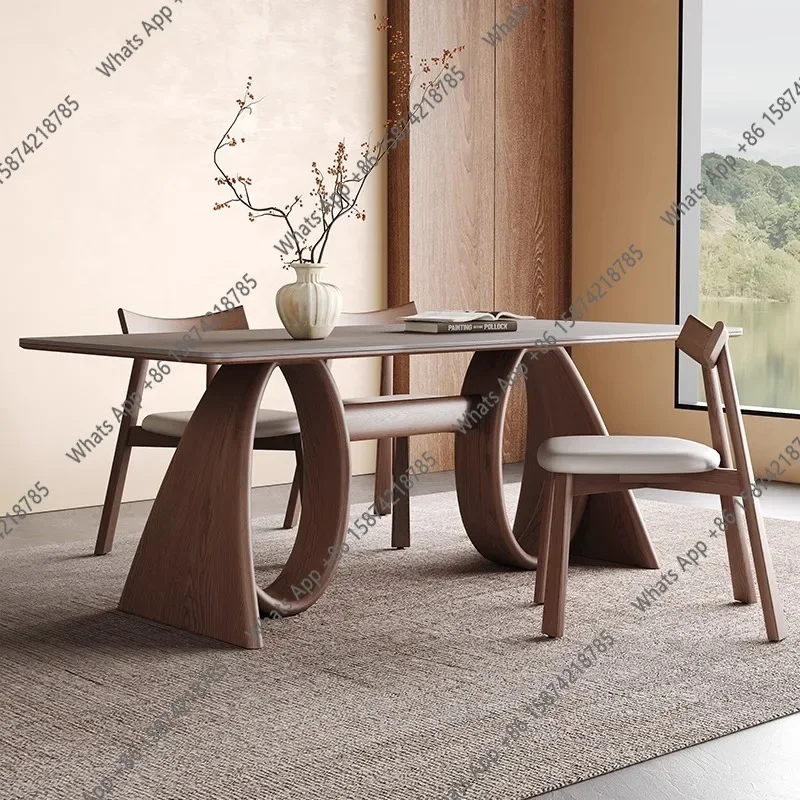 

JFrench Retro Solid Wood Rock Slab Dining Table Household Walnut Medium And Ancient Style Dining Table Modern Simple Italian Min