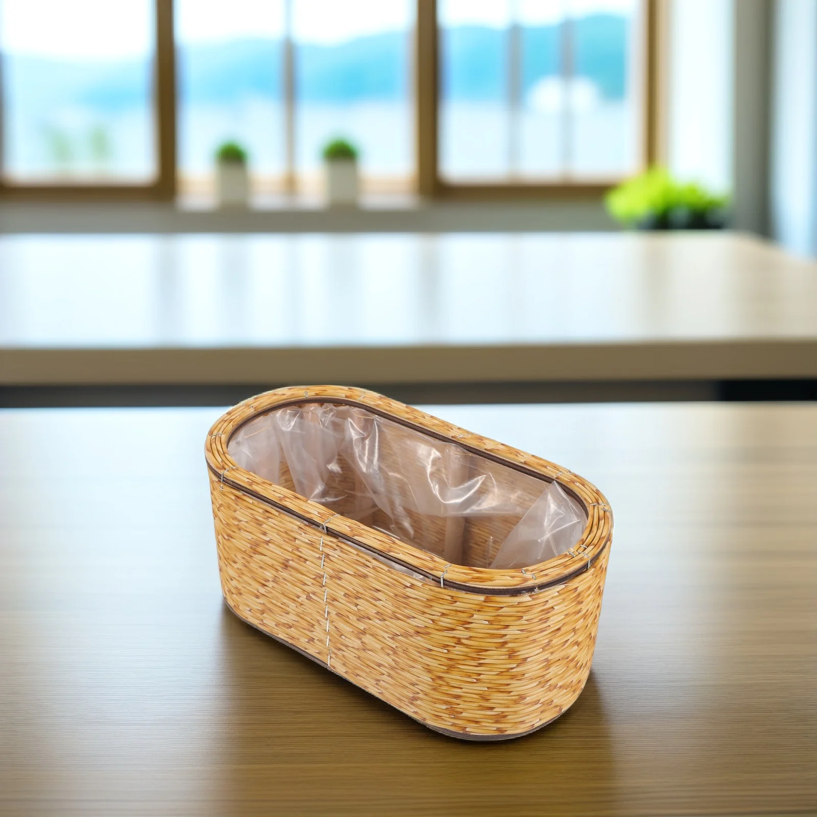 

Imitation Rattan Flower Pot Woven Planter Basket Plastic Indoor Pots for Plants
