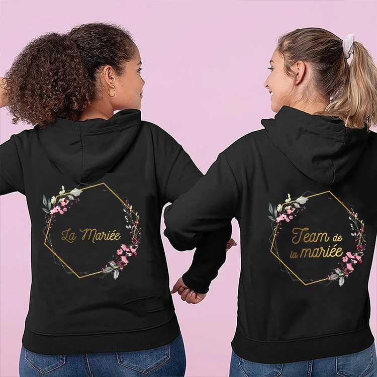 Bachelorette Hen Party Clothes French Evjf Future Bride Outerwears Team Bride Hoodies Flower Wreath Bridal Wedding Sweatshirts