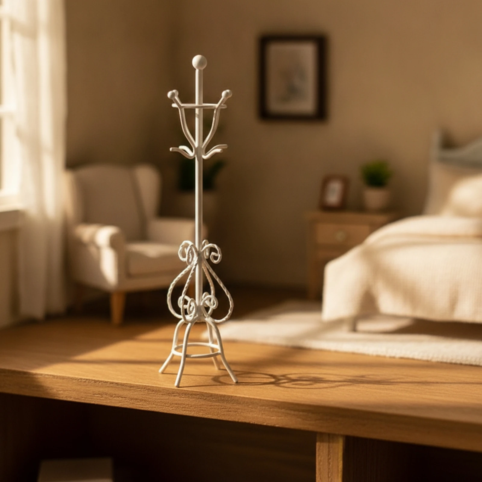 Miniature Coat Rack European-Style Dollhouse Coat Stand Miniature Clothes Hanger Decorative Furniture Freestanding