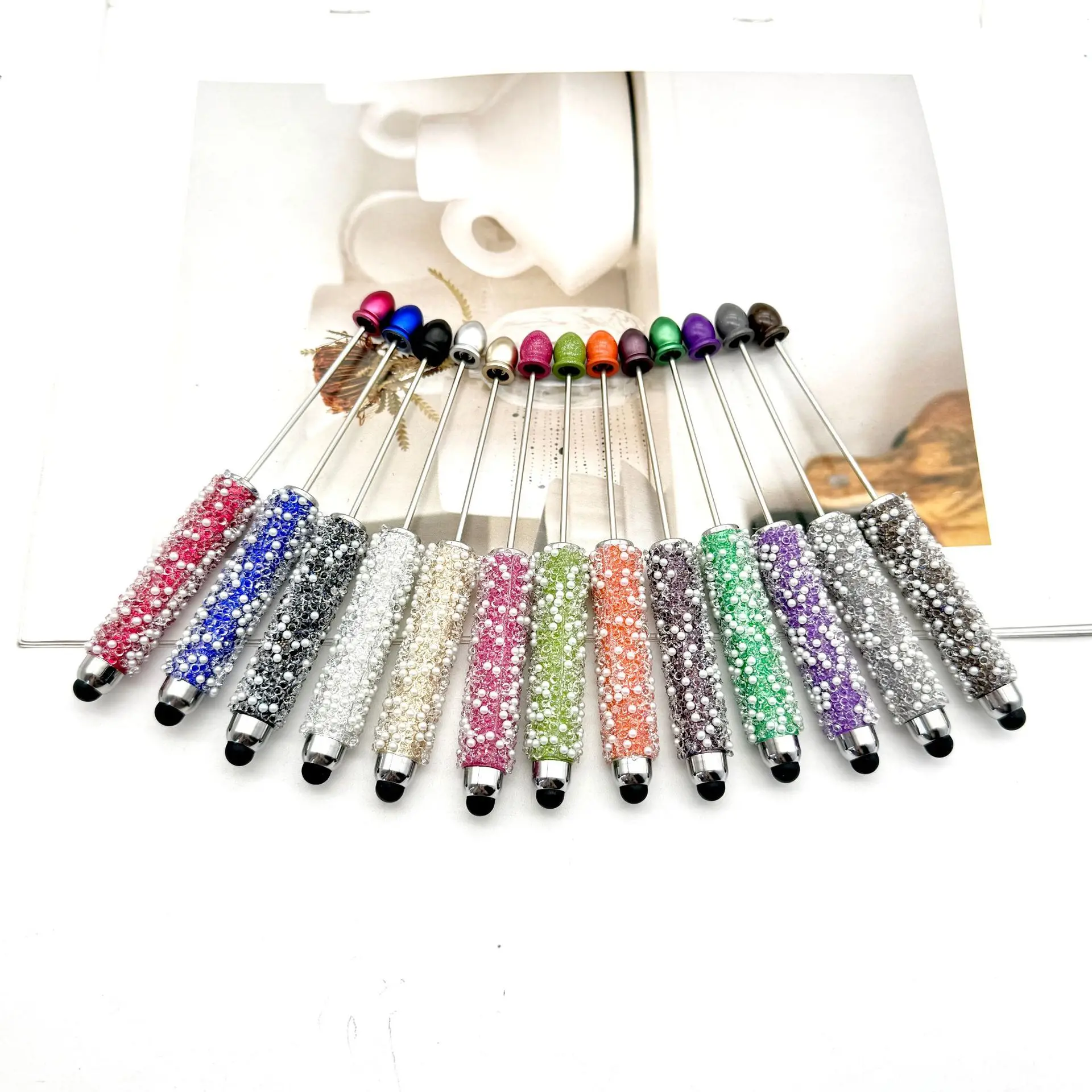 

30Pcs New DIY Starry Touch Screen Beaded Pen Creative Pearl Sugar Multifunctional IPad Touch Beaded Ball Pen Wholesale Gift Pens