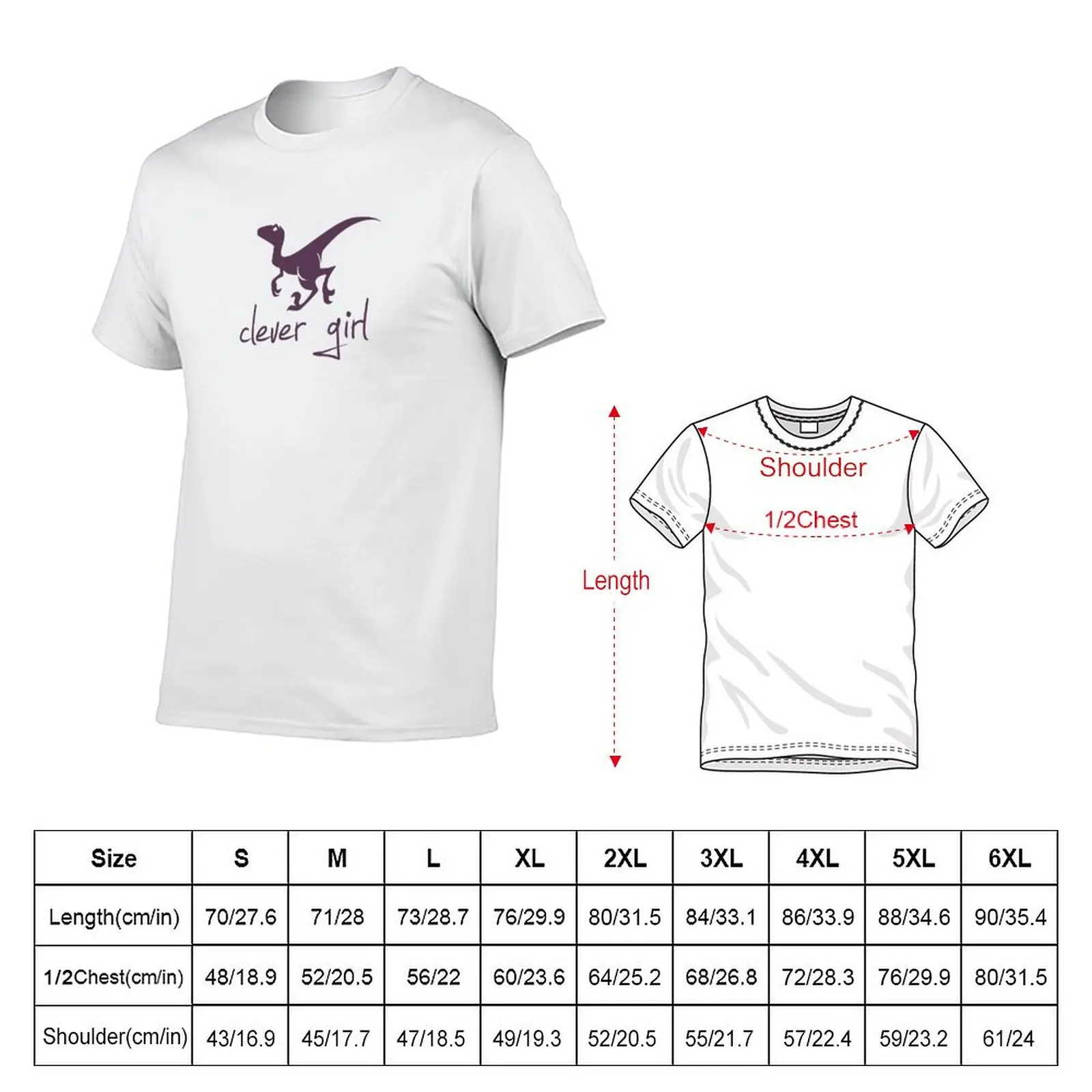 Clever Girl Dinosaur Velociraptor T-Shirt Casual Minimalist Short Sleeve Top