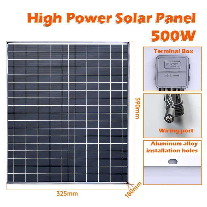 500W 1000W 12V Photovoltaic Solar Panel Power Bank Kit 100A Controller Solar Plate for Home/Camping/RV/Car Fast Battery Charger