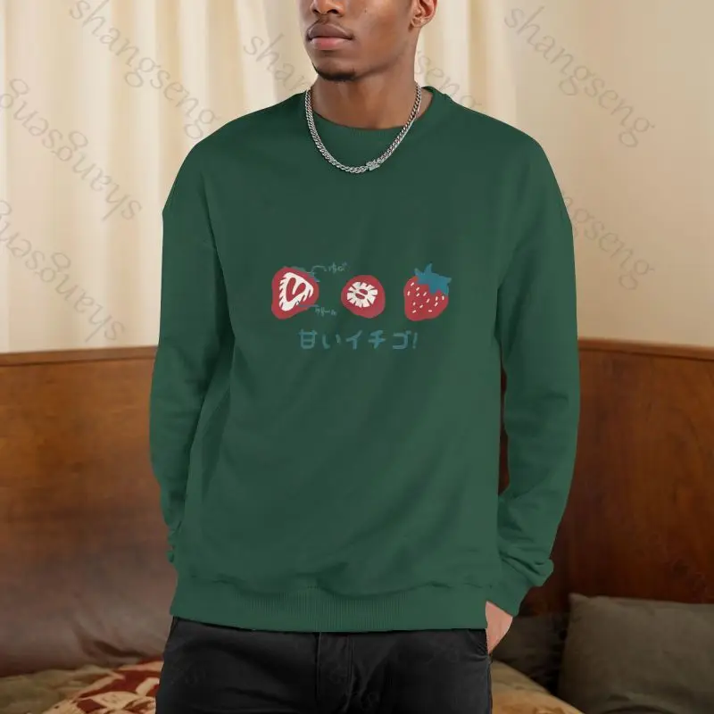 

Strawberry food cartoon Sweatshirt Top Spring Autumn Men's Sweatshirt Printed Long Sleeve T-shirt Fashion Men's O-neck Harajuku