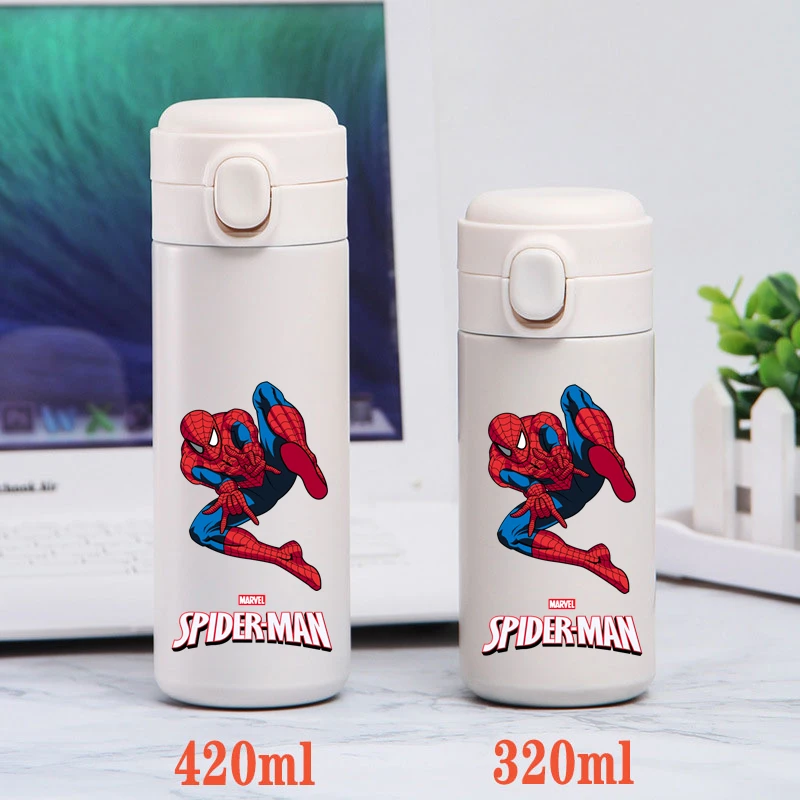 320/420ML Spider-Man kubek na wodę ze stali nierdzewnej termos próżniowy kubek podróżny przenośny Cartoon kubek do picia dla dzieci chłopiec