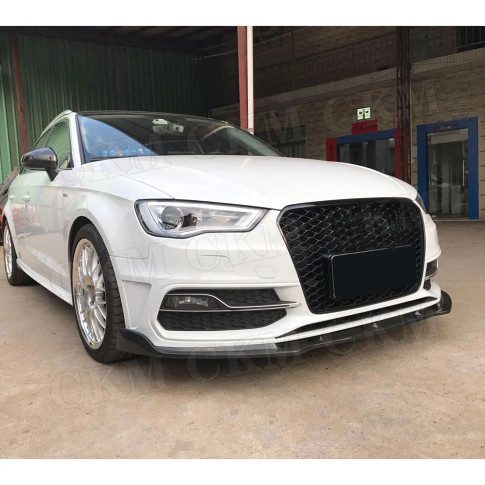 

Для Audi A3 S3 Hatchback 2014-2016 Non A3 Standard Non Sedan FRP Передний спойлер из углеродного волокна Бампер Защита подбородка