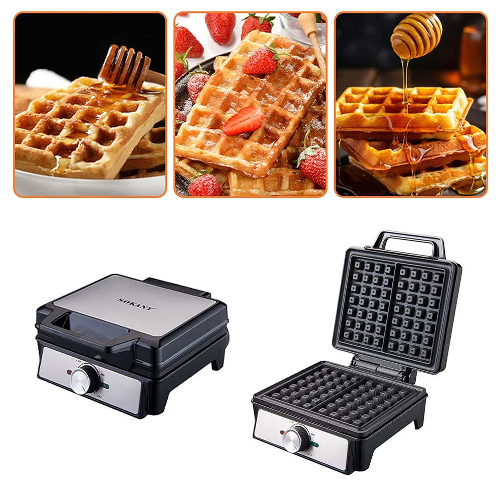 1600W Electric Waffles Maker 2 Pan Temperature Control Double Heating Non-Stick Egg Cake Oven Waffles Griddle Cooking Machine