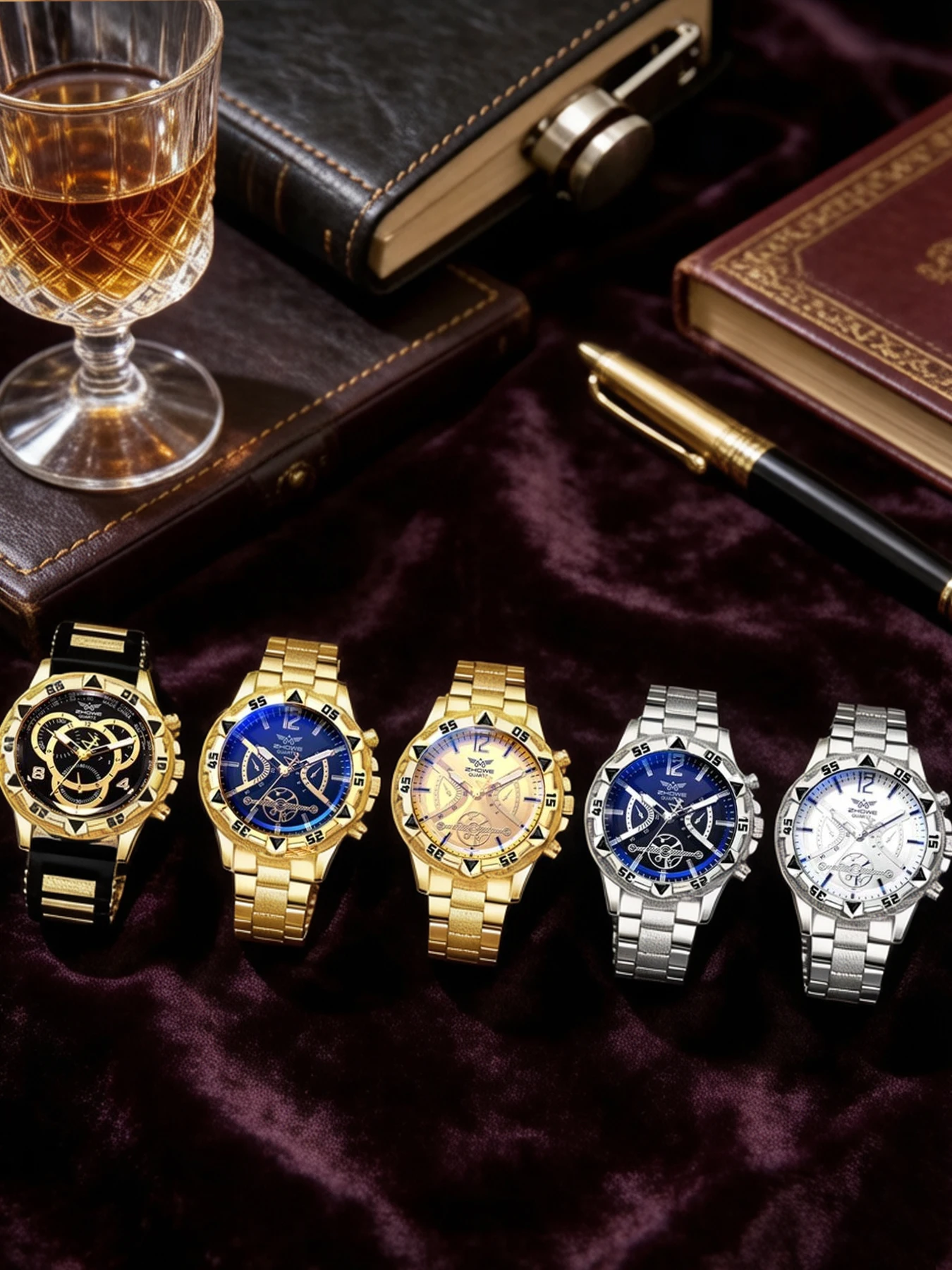 5-Piece Men's Business Quartz Watch Set with Faux Three-Eye Dial
