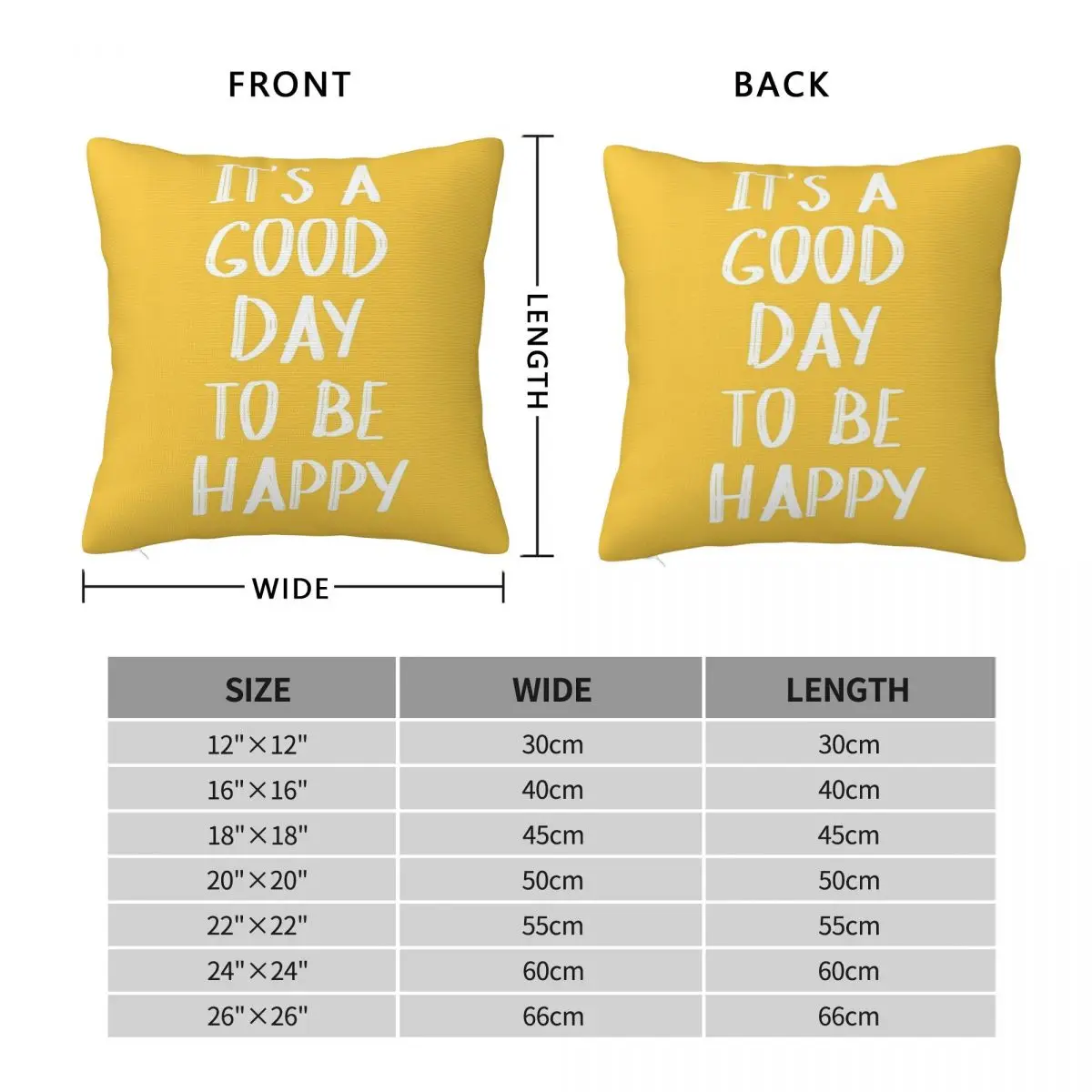 It's A Good Day To Be Happy In Yellow Square Pillowcase Pillow Cover Polyester Cushion Decor Comfort Throw Pillow for Home Car