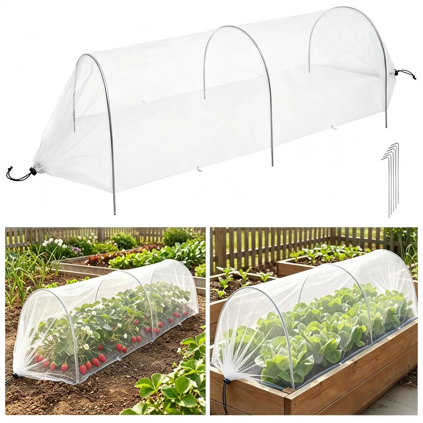 Garden Row Covers Foldable Plant Protector Garden Raised Bed Cover for Outdoor Patio Backyard Strawberry Tomato Fruit Vegetable