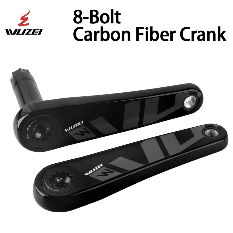 

WUZEI Bicycle Parts 8-Bolt Carbon Fiber Road Bike Crankset Ultra-Light Bicycle Crank 165 170mm