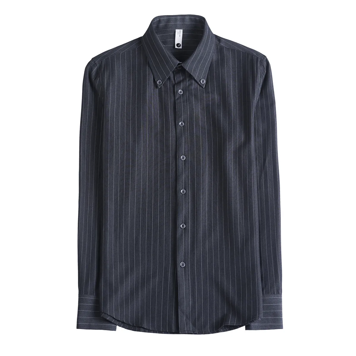 New Men's Striped Long Sleeve Shirt Business Casual Slim Neck Bottom Shirt