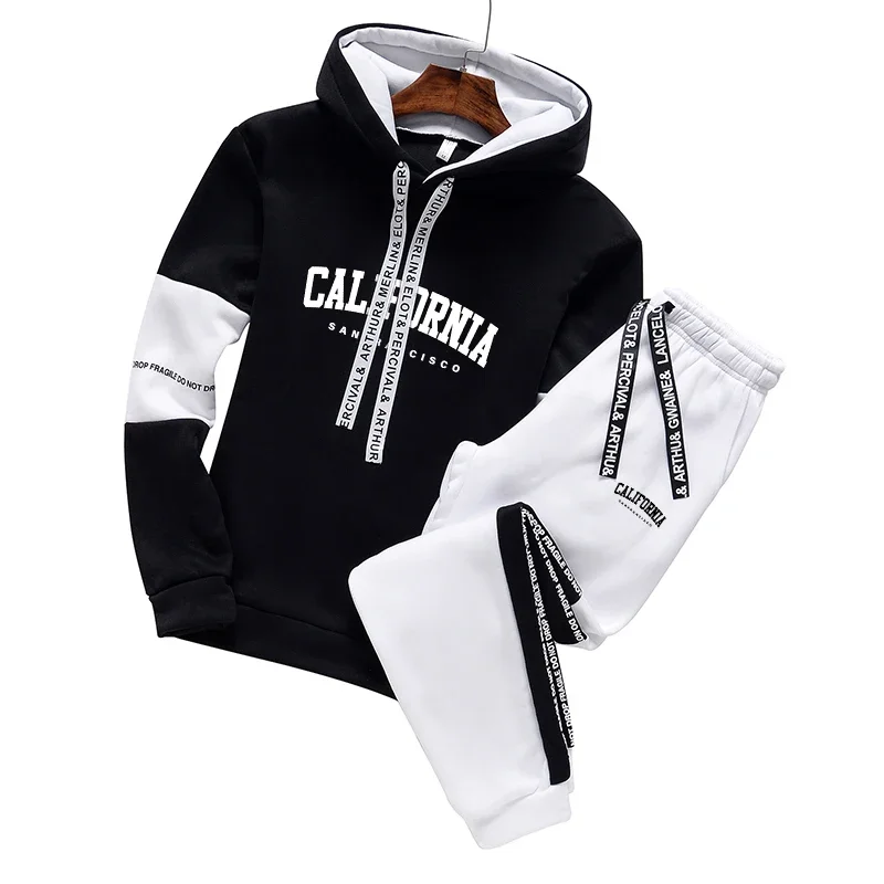 California Mens Tracksuit Fashion Print Hooded Sweatshirt Suit or Tops or Pants Simplicity Jogging Sports Casual Clothing S-3XL