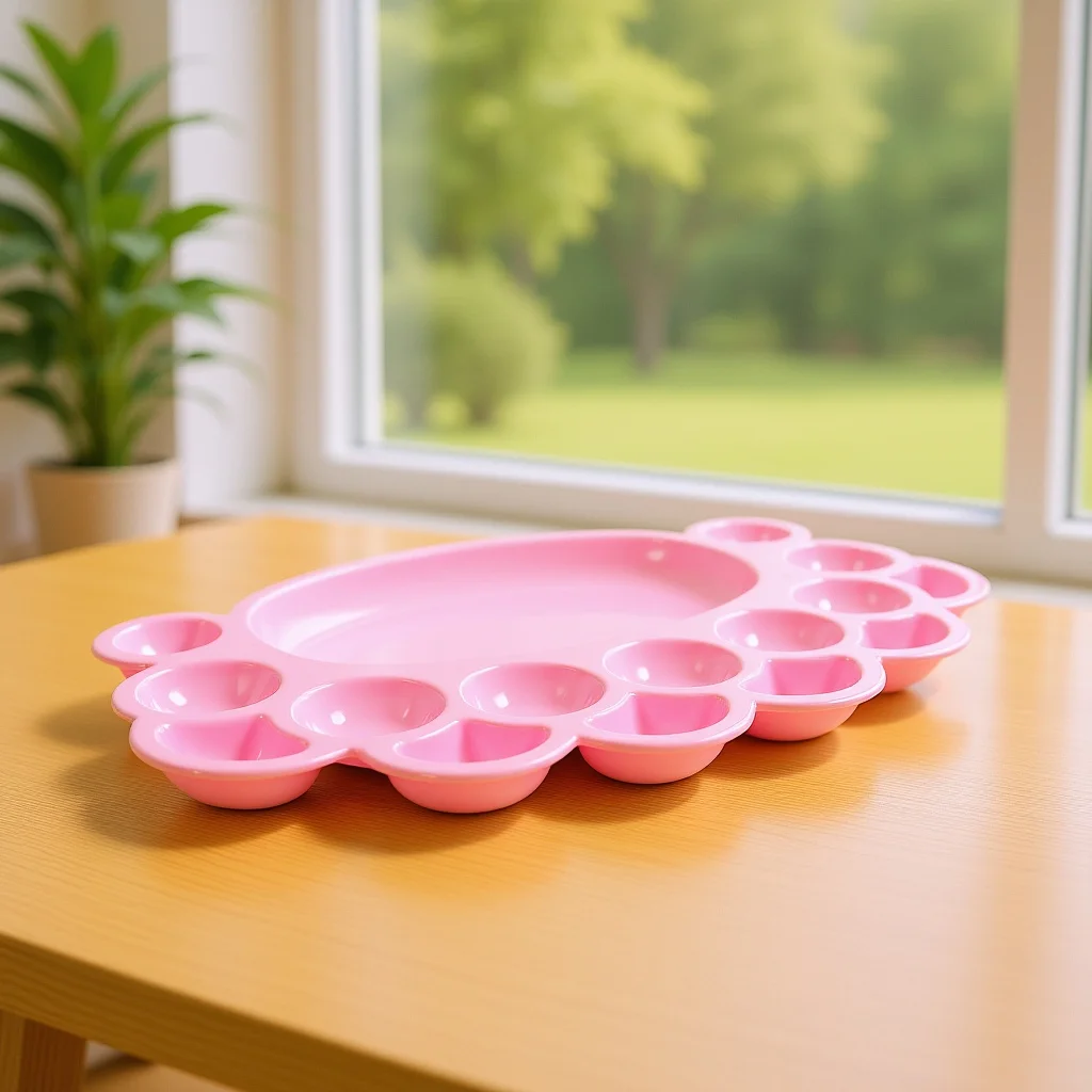 

Pink Footprint Design Paint Palette Plastic Artist Painting Palettes Watercolor Gouache Mixing Tray DIY Craft Project