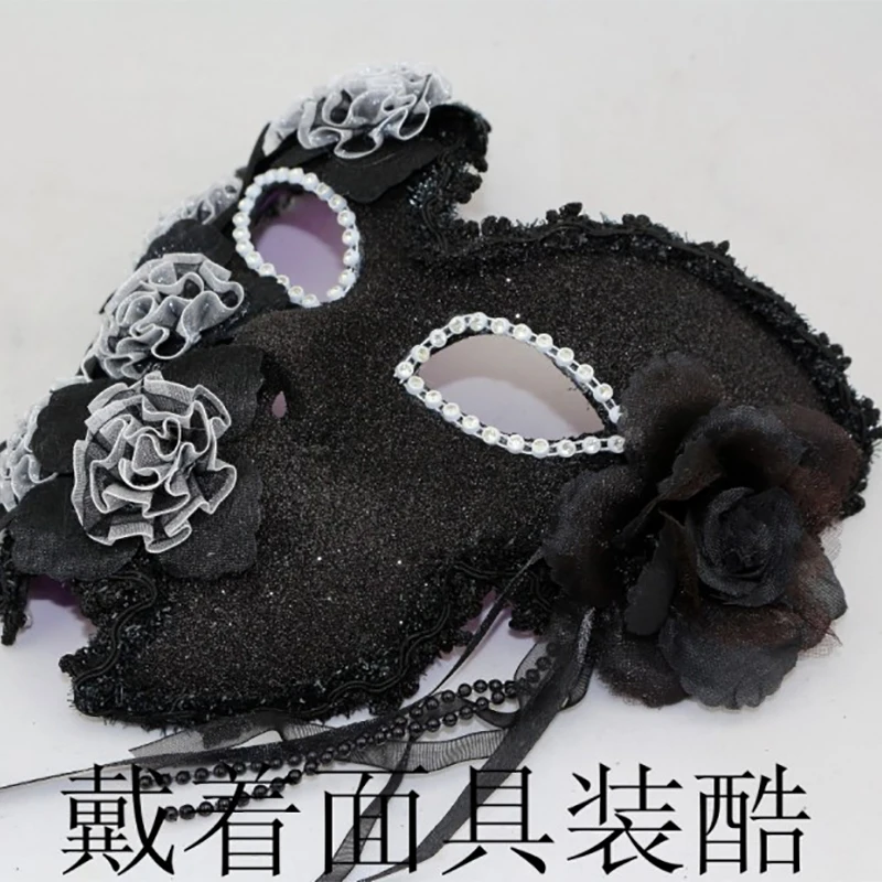 Masques de masade de femmes vénitiennes, dentelle noire, poubelle, fleurs, festival sexy élégant, fournitures de fête, Noël, Pâques, dimensions âgées, anniversaire