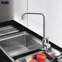 Perfect quality 304 stainless steel rotatable kitchen faucet single hole deck mounted brushed sink tap kitchen mixer