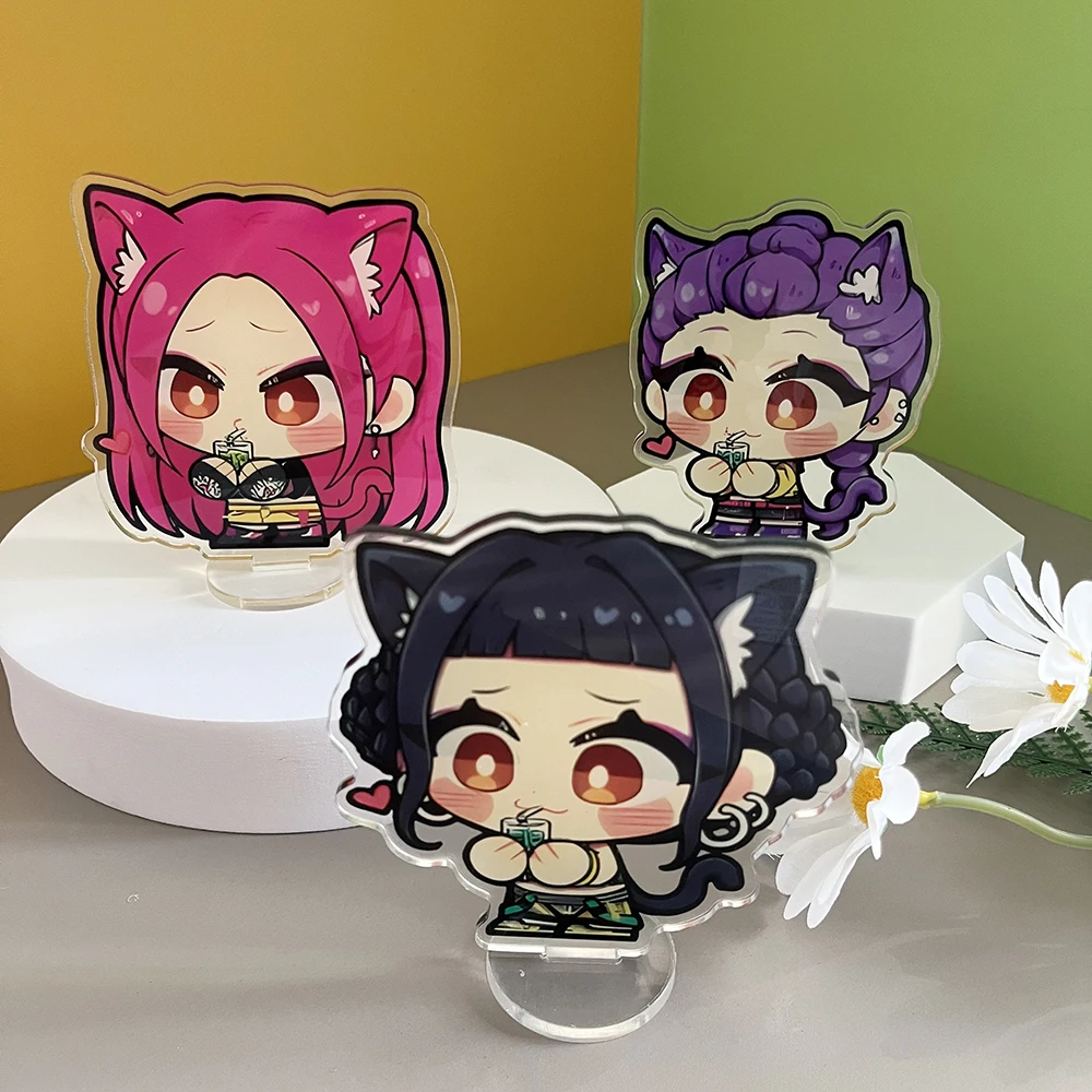 Anime Kpop Demon Hunters HUNTRX 10CM Acrylic Figure Keychain Stand Halloween Christmas Gift Collectible Character Decor