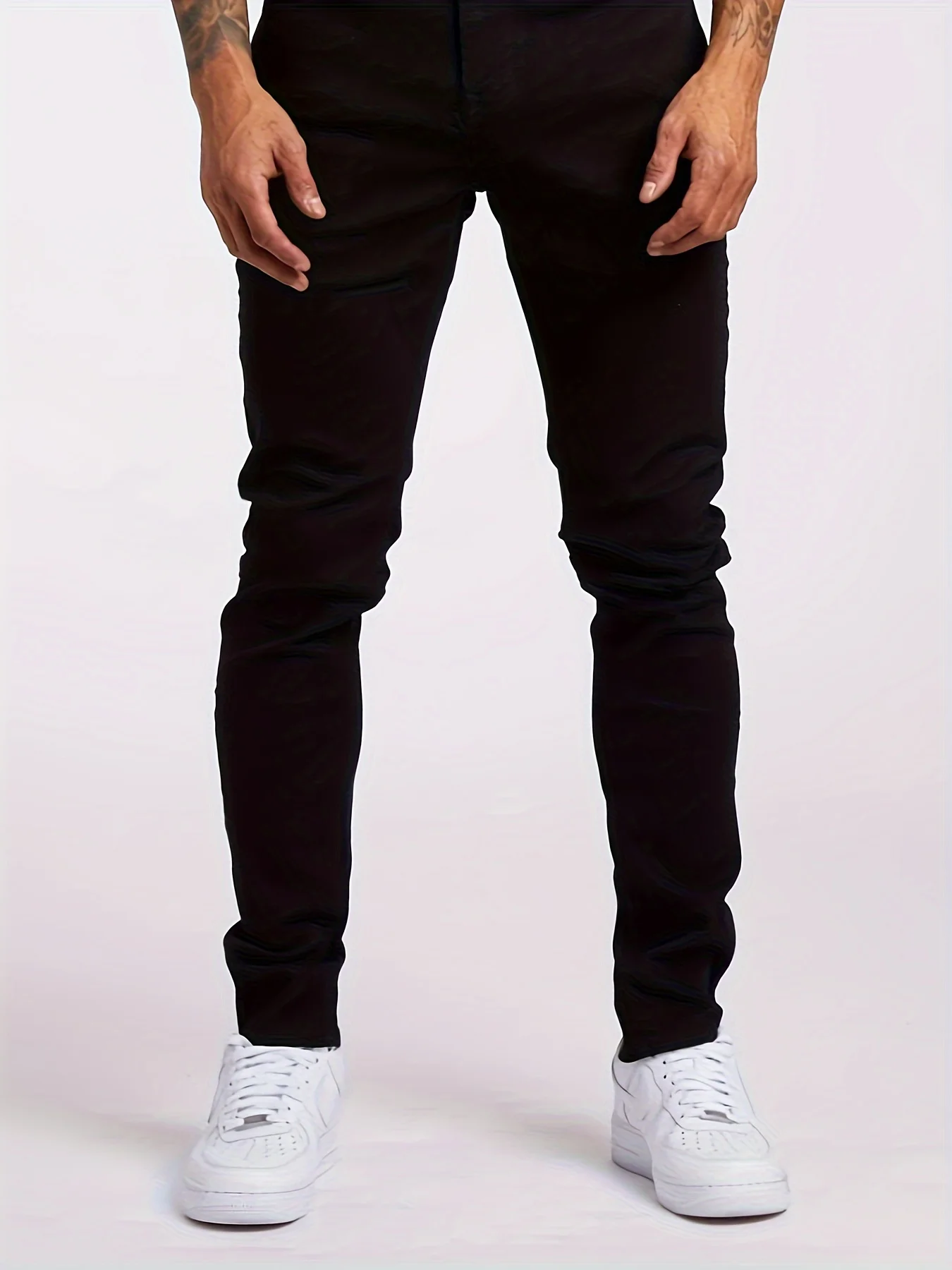 

Мужские джинсы, стильные эластичные однотонные джинсы, модные джинсы в уличном стиле, базовые повседневные джинсы