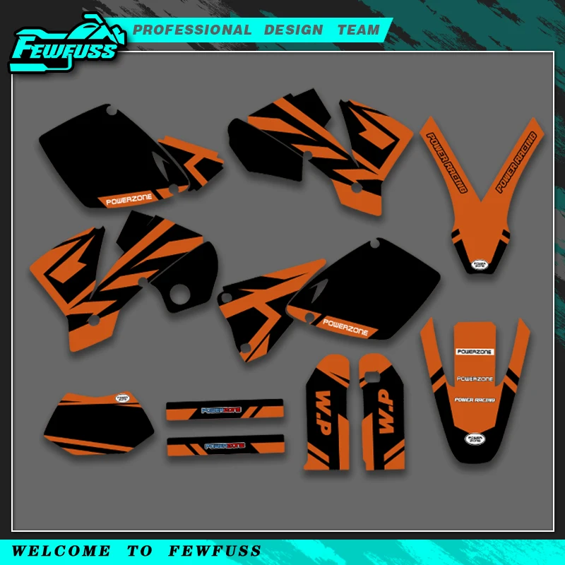 

Fewfuss for KTM EXC EXCF 125 200 250 300 400 450 525 2002 EXC 2001 SX Graphics Decals Stickers Kit Custom Number Name Stickers