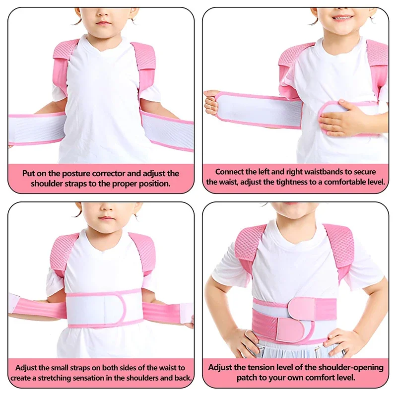 1 Stück Verstellbarer Haltungskorrektur-Gürtel für Kinder, Orthopädisches Korsett zur Rückenstützung, Lendenwirbel- und Schulterstütze für die Gesundheit – Detail 6