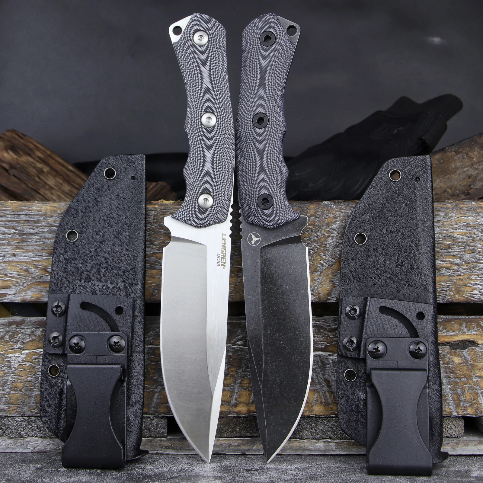 LENGREN Cruiser 10.9 بوصة شفرة ثابتة للصيد، سكين تكتيكات التخييم في الهواء الطلق، مقبض حاد كامل Tang DC53 Steel G10، غمد Kydex #2