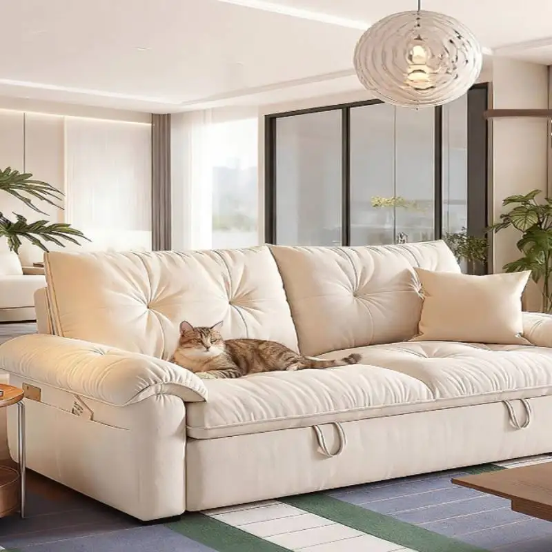 

-*Cream Wind Sofa Bed Foldable Integrated Dual-purpose Small Apartment Single Double Living Room Study Multi Furniture Home