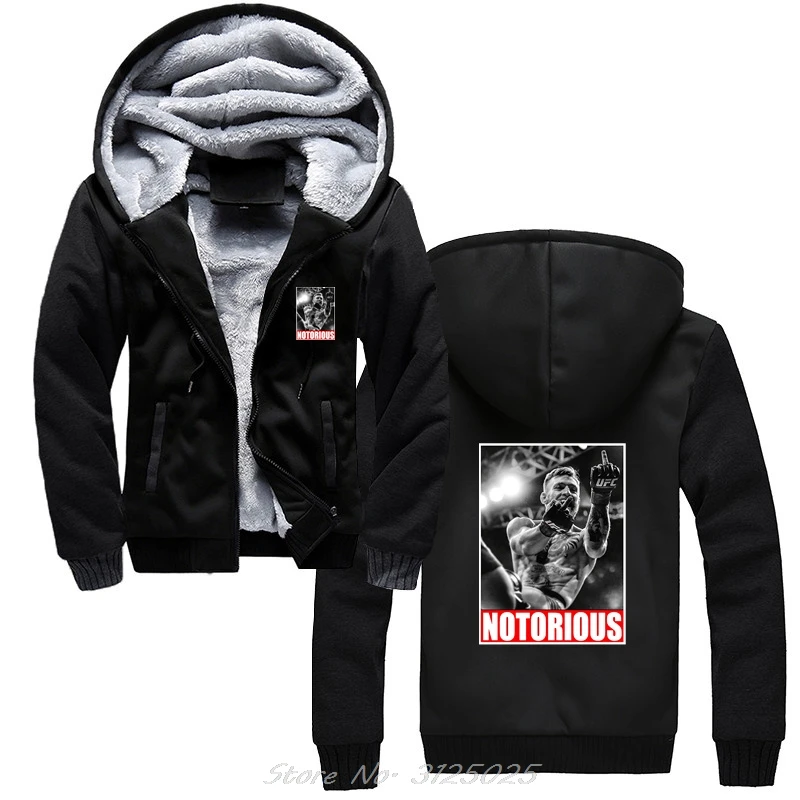 Conor McGregor Notorious Men Fan Hoodie Funny Design Black Fashion Streetwear Cool Hoody Jacket Homme Funny Zip Up Coats