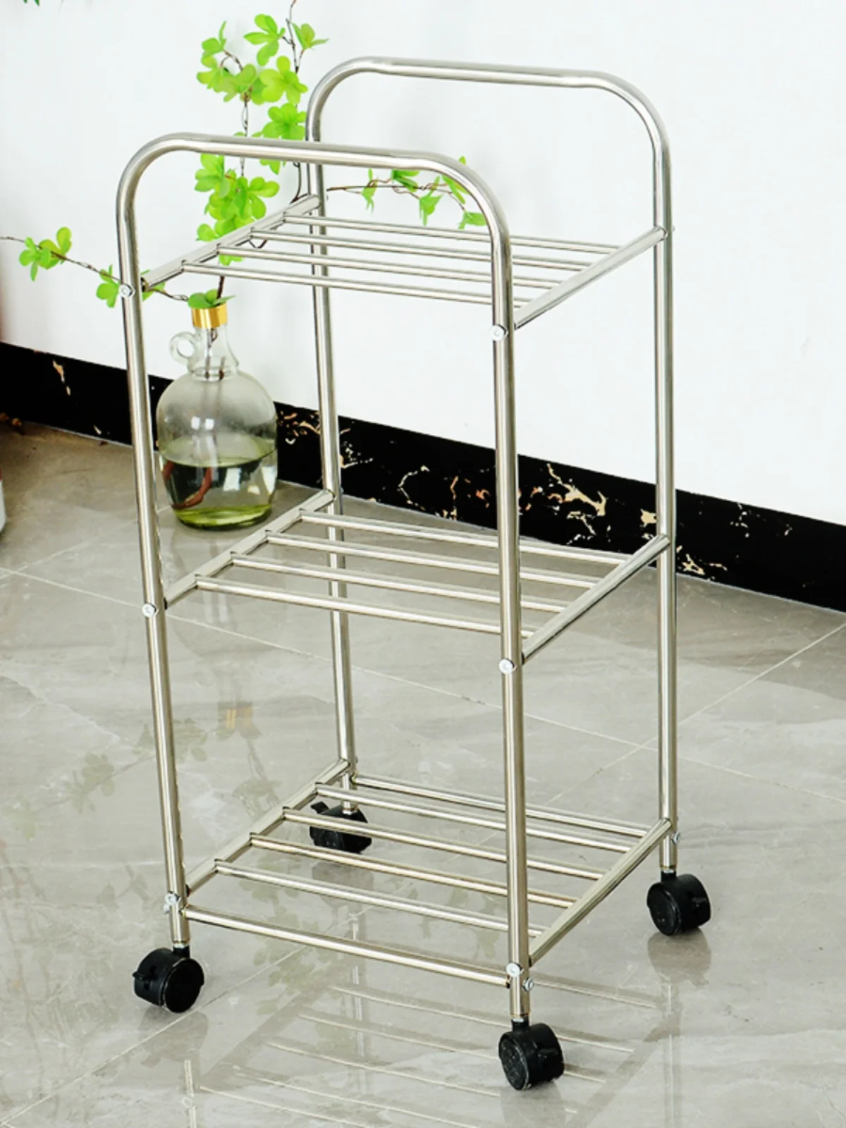 Stainl Steel Wheeled Side Table Living Room Nordic INS Mobile Sofa Storage Ra Organization Utili Cart for Home Use