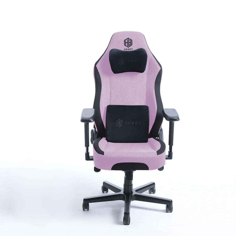 

Pink Fabric Magnetic Memory Foam Head Pillow Cooling Swivel Racing E-Sports Gaming Chair 4D Armrest Aluminum Alloy Base