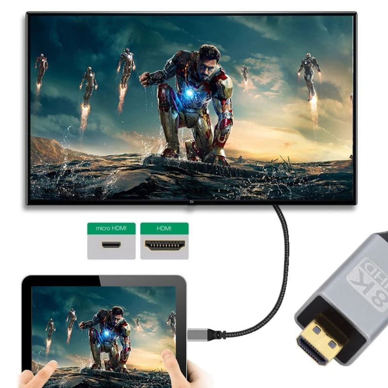 Kabel HDTV Micro HDMI 2.1 Ultra cienki 8K 4K Hyper Super elastyczny cienki przewód typu A do typu D do aparatów Sony a7m3