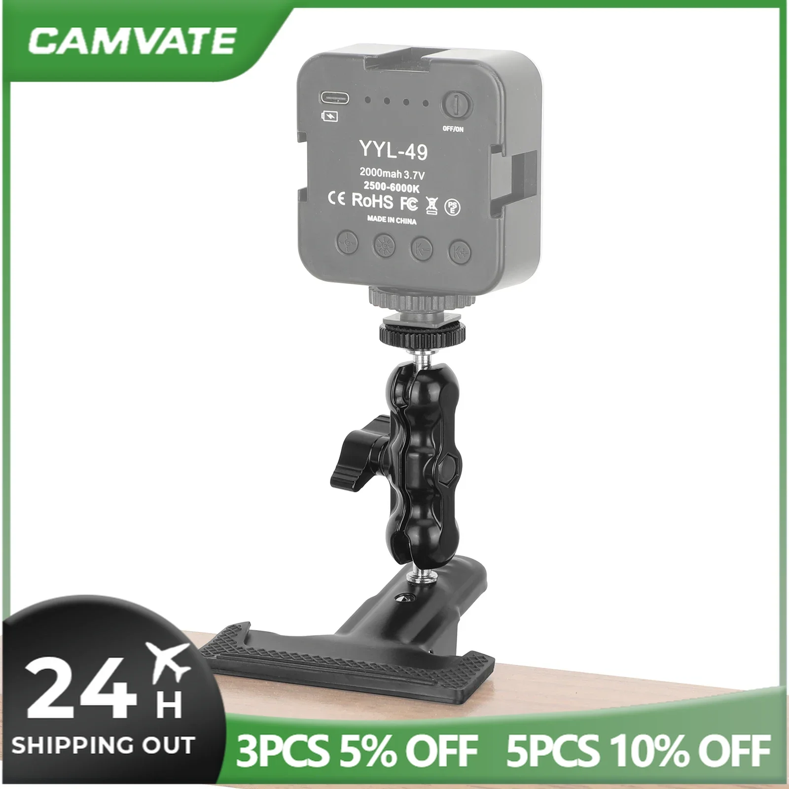 CAMVATE миниатюрный удлинитель с шаровой головкой с 1/4 "-20 крепежным стержнем вращение на 1/4 ° волшебный рычаг с пружинным зажимом для монитора камеры