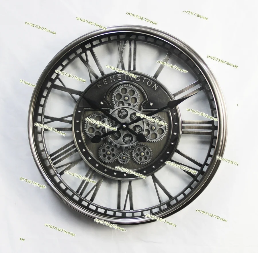 Large Industrial Loft Metal Moving Gear Wall Clock for Modern Living Room Decor