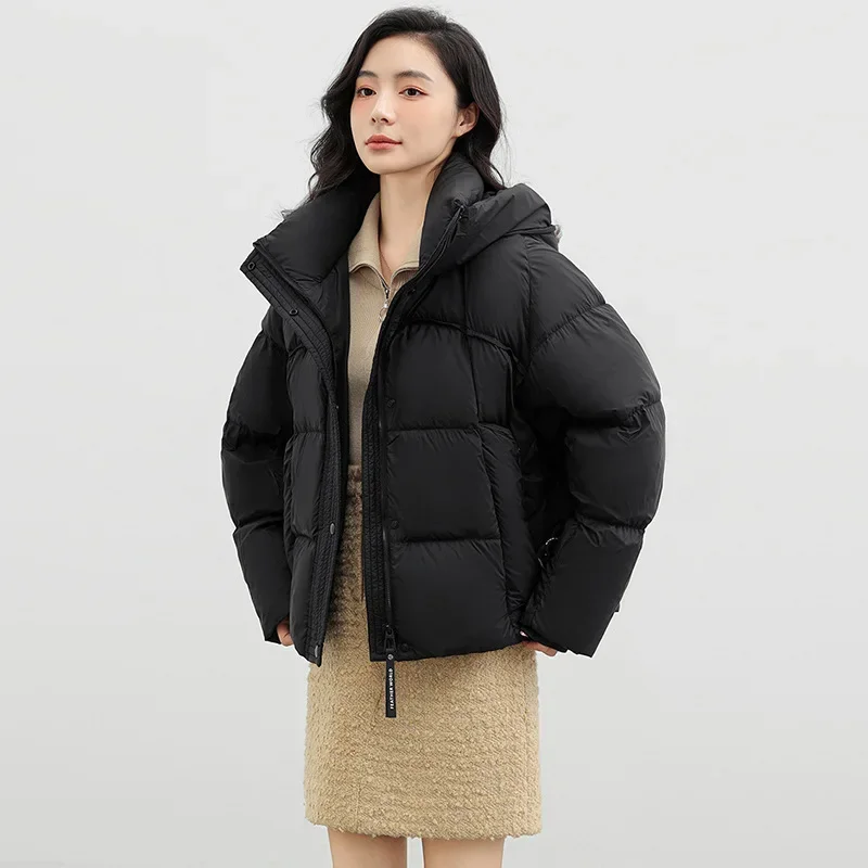 2026 New Fashion Women's Casual Trendy Loose Simple Basic Stand Collar Long Sleeve Hooded Quilted Coats Female Clothes Parkas