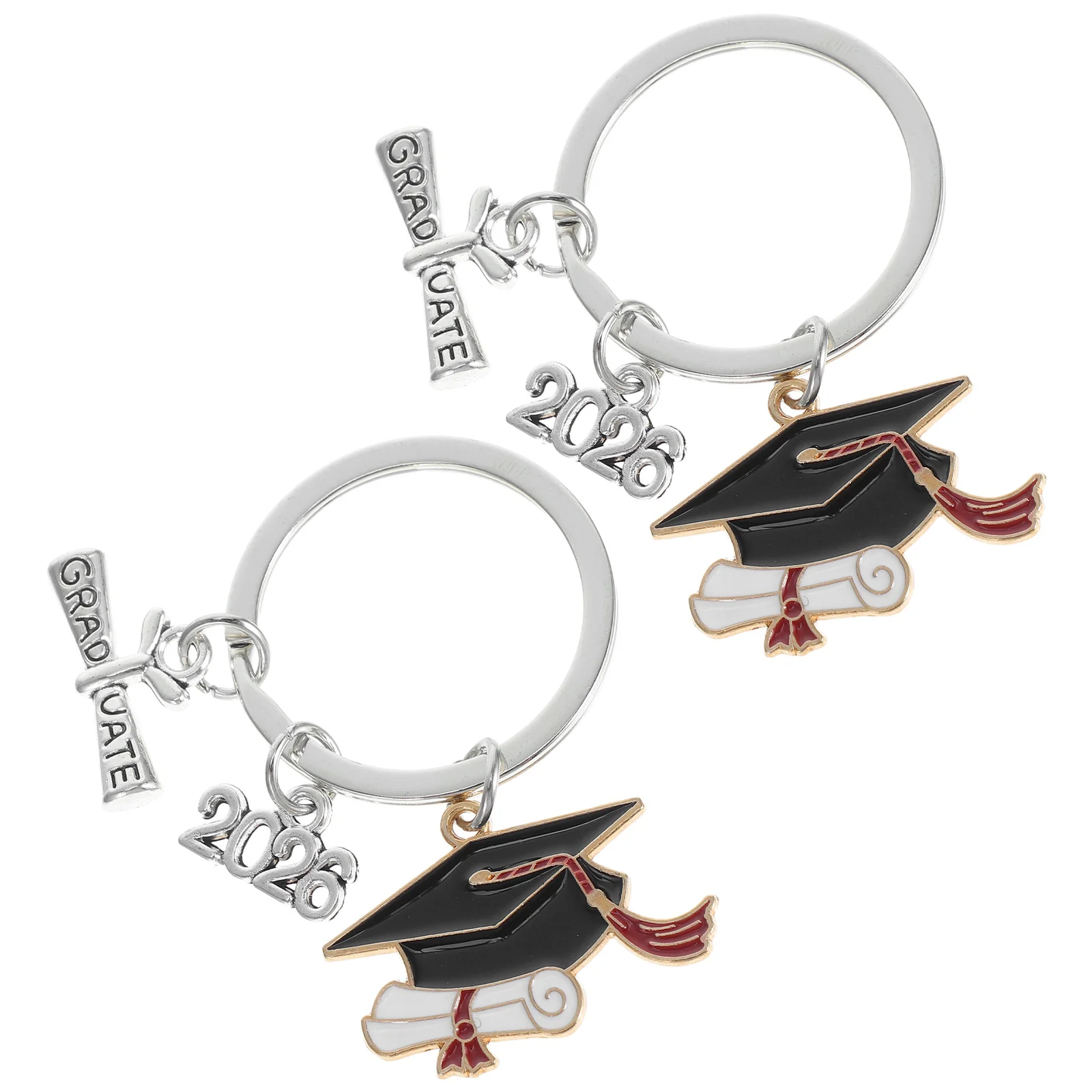 2 uds llavero de graduación clase de 2026 gorra de soltero diseño de diploma recuerdo de fiesta de graduación de Metal recuerdo de escuela secundaria universidad para personas mayores