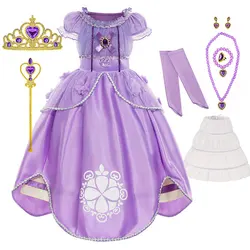 Luxury Sofia the First Girls Princess Ball Gown Kids Carnival Role Play TV Sofia Intern Princess Costume Birthday Fancy Dresses