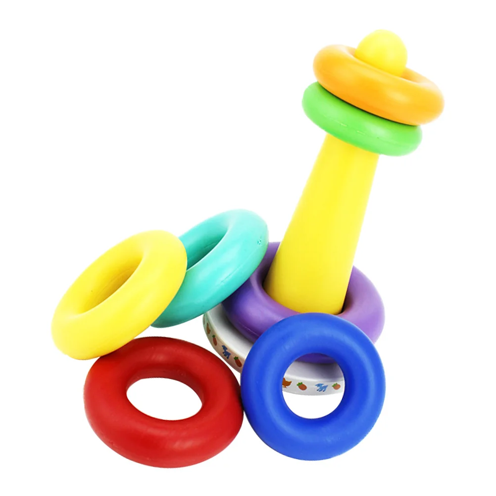 1Set Colorful Ring Stacking Game Educational Learning Plaything for Kids Early Cognitive Color Recognition Baby Educational