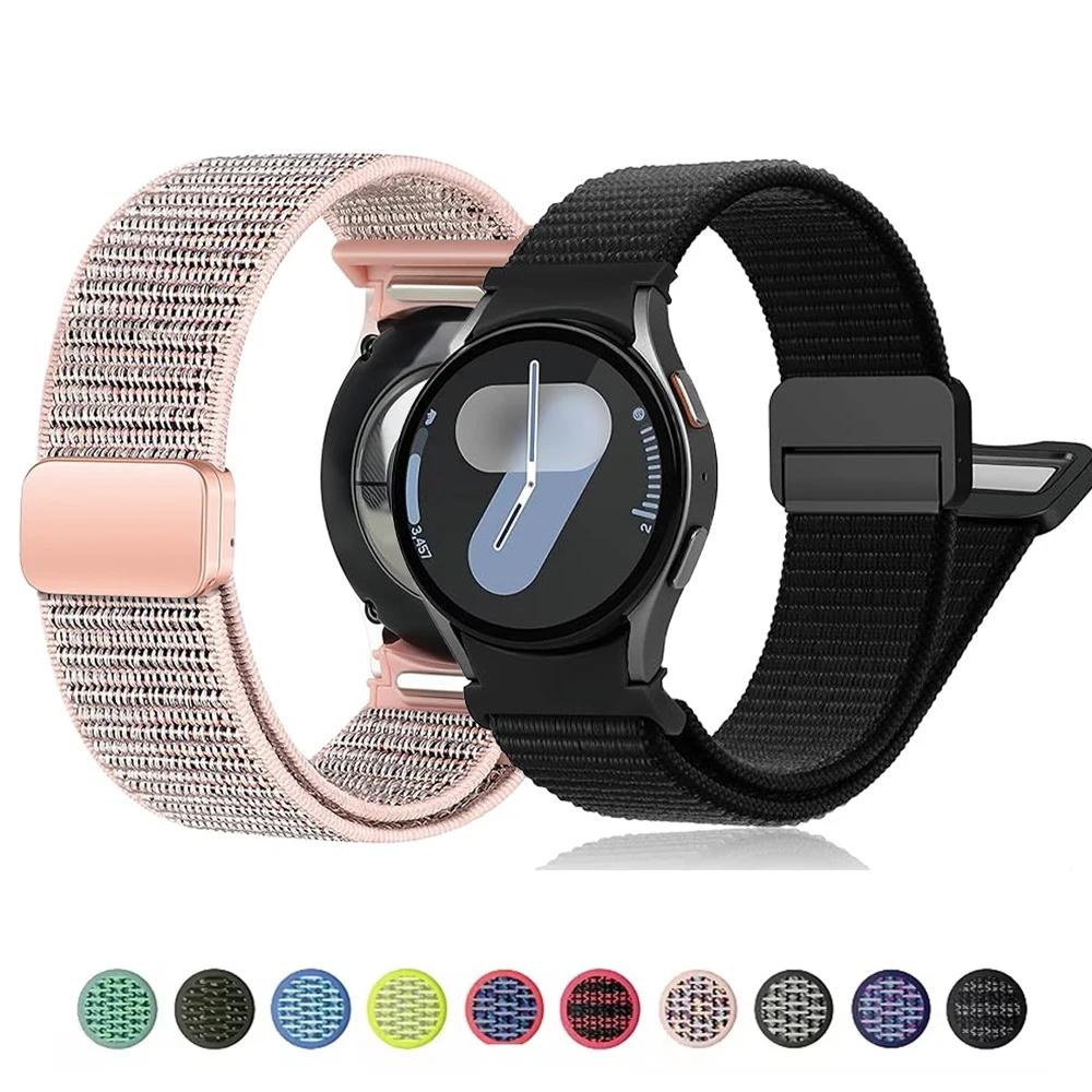 Band For Samsung Galaxy Watch 4/5/6/7/FE/classic/5 Pro 44mm 40mm No Gaps Magnetic Nylon bracelet correa Galaxy Watch 6 Strap