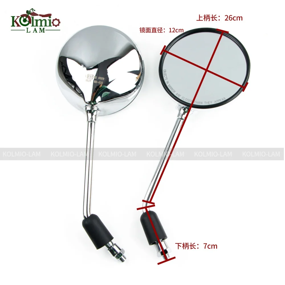 Black Silver Chrome 10mm Thread Universal Motorcycle Scooter Mirrors Motorbike Rear View Mirror Retro Round Oval Mirrors
