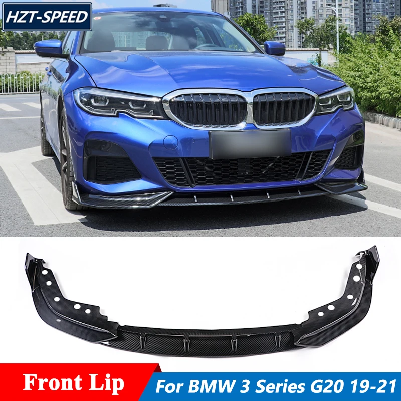 3 PCS ABS Carbon Color Front Bumper Spoiler Lip For BMW 3 Series G20 G28 Sport Car Body Kit Tuning 2019-2021