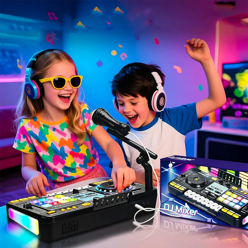 Elektronische DJ-muziekmixerinstrumenten voor kinderen met Bluetooth en microfoon Kindsimulatie DJ-controller Muziekspeler Verjaardagscadeau Speelgoed