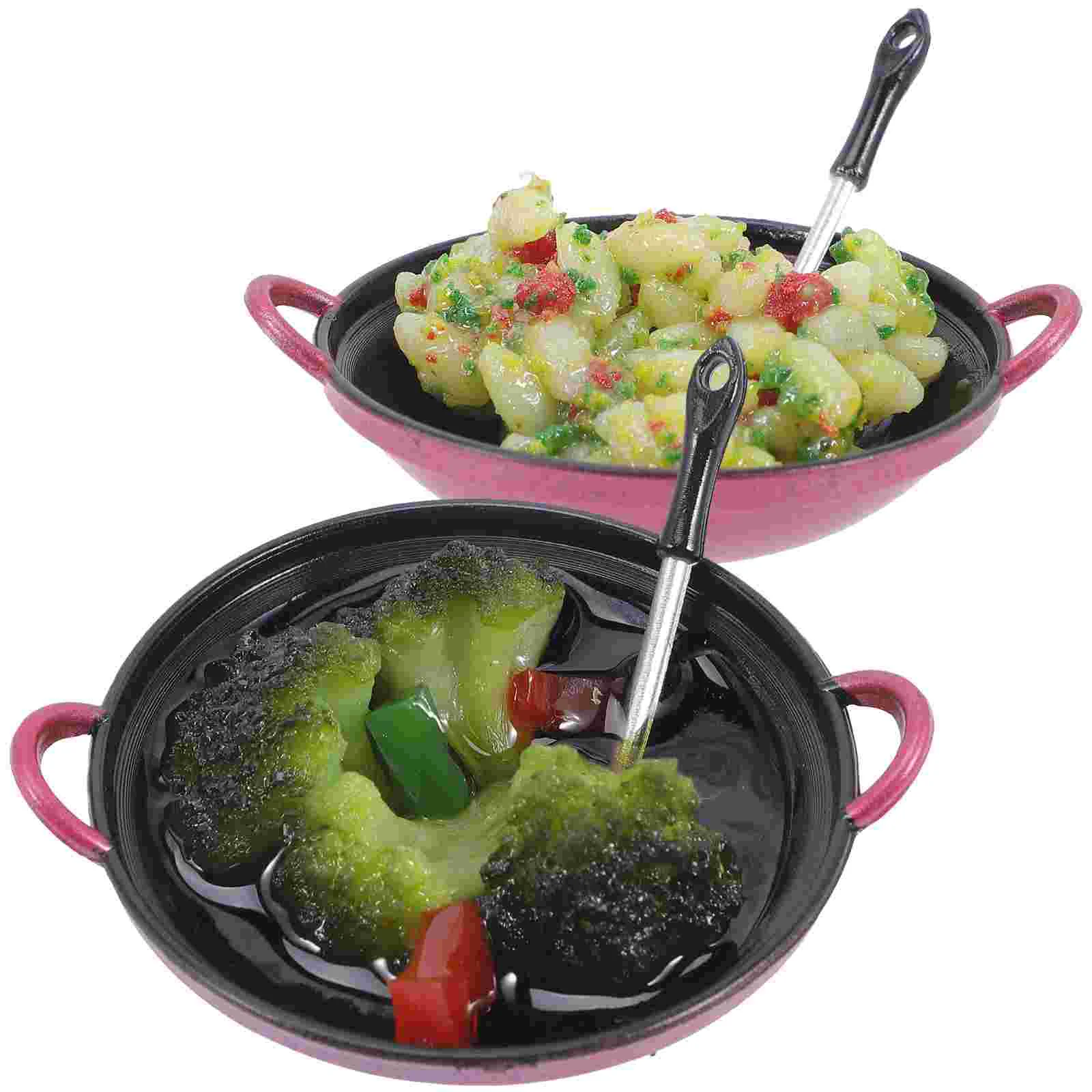 2 Pcs Kids Toys Fried Rice and Vegetables Model Mini Food Set Dollhouse Miniatures Models Child