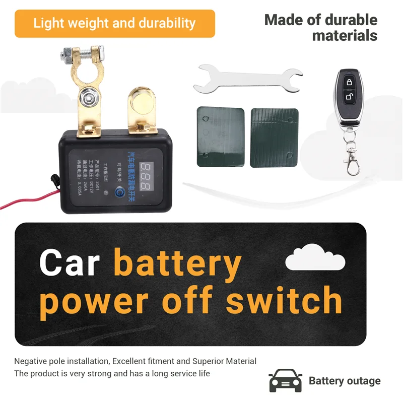 

12V Remote Battery Disconnect Switch Automatic Power Shut Off Switch Car Remote Battery Cut Off Switch For Car Truck SUV