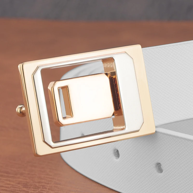 High quality young boys belts fine 2.9cm slide buckle Waistband brand luxury genuine leather white casual cintos masculino B664