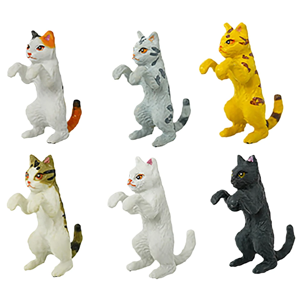 

6Pcs Creative Aquarium Cat Figurines Small Animal Decorations Meticulous Craftsmanship Easy Installation Mini Home Decor