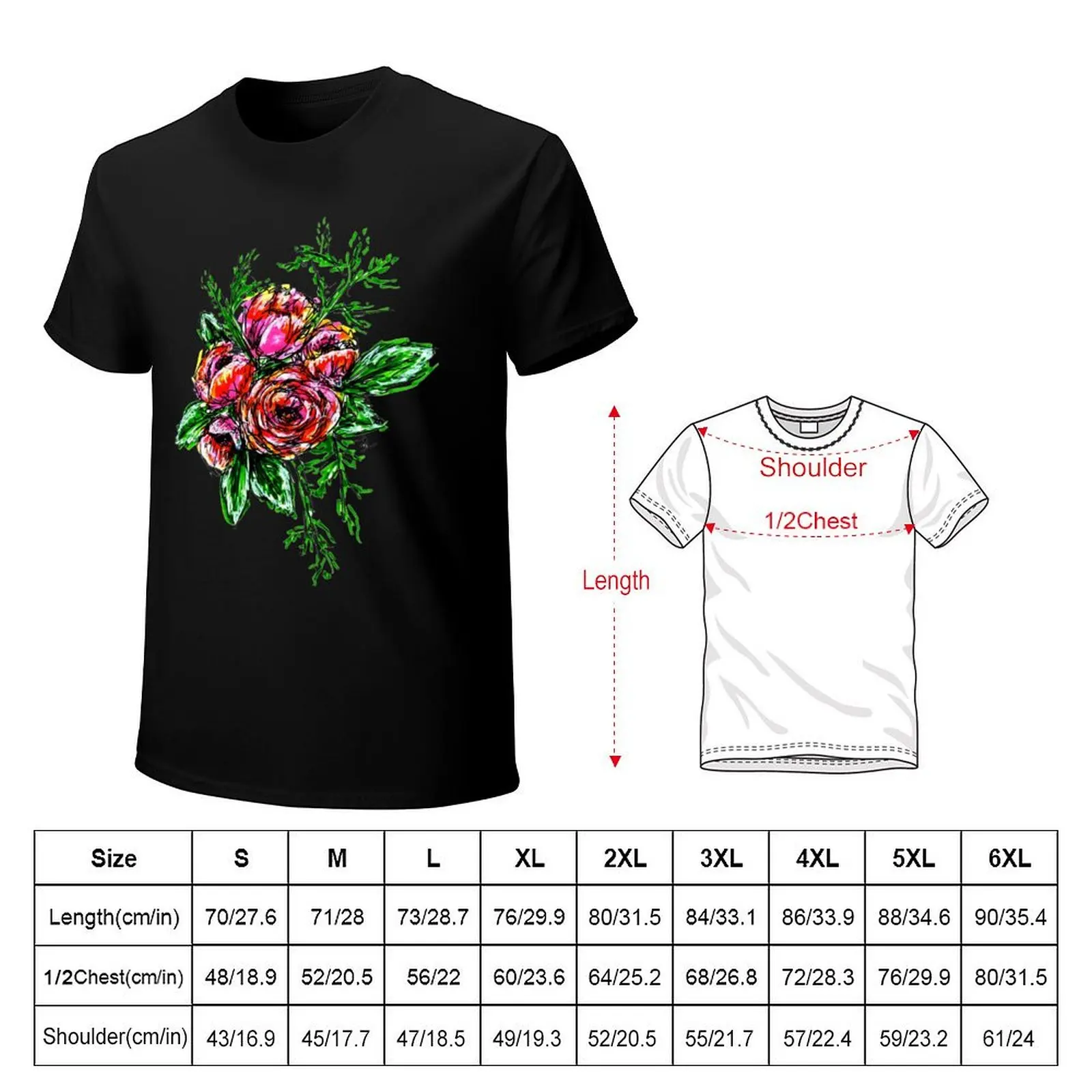 Fluorescent Marker Flower T-shirt oversizeds Short sleeve tee cute clothes plain white t shirts men